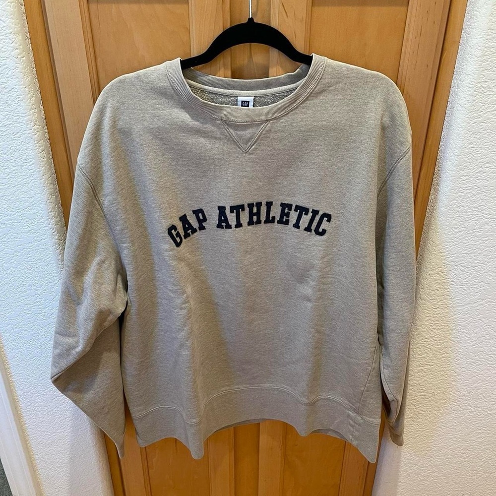 Men’s Light Beige Gap Athletic Pullover Long Sleeve Top Size Large